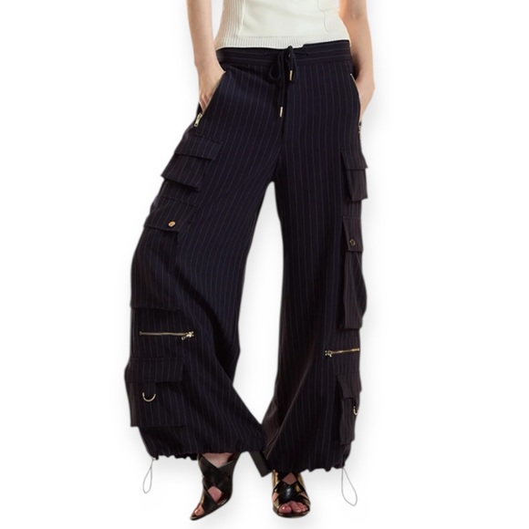 Cynthia Rowley Pinstripe Cargo Pants - Picture 1 of 3